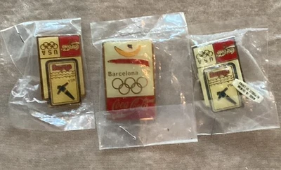1992 Coca-Cola USA Olympic Team Pin Lot – Wrestling, 2 Diving & 1 Olympic - Image 1 of 4