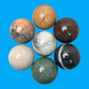 7 Sfere Pietra Preziosa Lucida Marmo Onice Quarzo Decorativo Collezionismo Marmi 1 - Foto 1 di 8