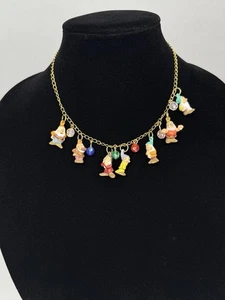 Raro collar de los siete enanitos de Disney de la década de 1990 con cuentas de cristal 16" Blancanieves - Imagen 1 de 6