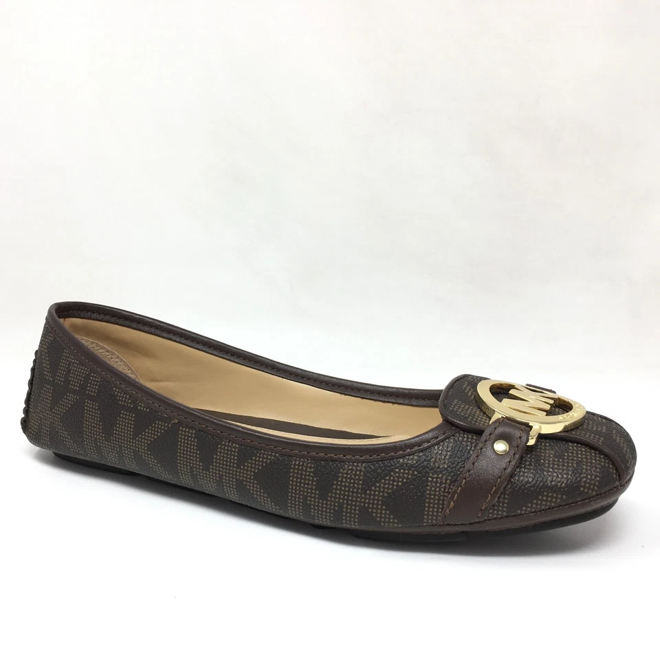 Michael Kors Fulton Loafers Flats Shoes Womens Size 8.5 Brown Leather Signature - Image 1 of 4