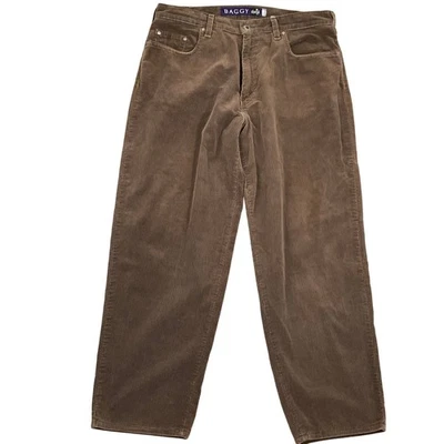 Pantalones Levis holgados plateados con lengüeta para hombre 36W 30L marrón pana calce relajado EE. UU. DE COLECCIÓN Foto 1 de 4