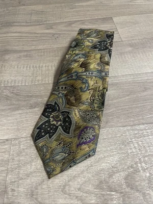 Christian Dior Silk Tie Vintage Paisley Mens Made in England Gold - Image 1 of 4