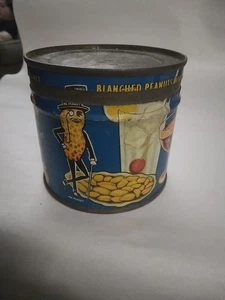 Vtg Planters Cocktail Salted Peanuts Tin Mr. Peanut Advertising Graphics Decor - Picture 1 of 8