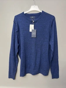 NWT 1901 Men's Sweater Cotton And Cashmere Blend - Navy Blue Size L - NEW - Picture 1 of 9