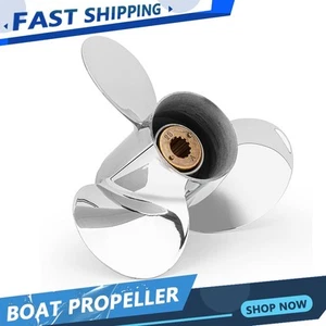 Stainless Steel 12 1/4 x 9 fit Mercury Boat Propeller 25-70HP 13 Spline Tooth,RH - Picture 1 of 8