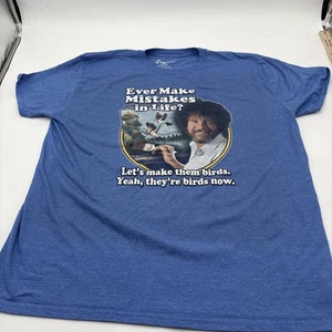 Camiseta OFICIAL Bob Ross Azul 2XL Para Hombre Camiseta "Errores en la Vida, Hazlos Pájaros" - Imagen 1 de 7