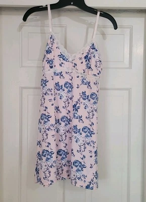 Jessica Simpson Chemise Gown Sexy Lace Pink Blue Medium - Image 1 of 4