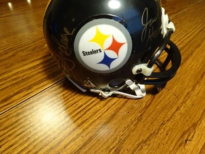 Joe Greene & Jack Ham Pittsburgh Steelers Auto Football Mini Helmet Autograph - Picture 1 of 4
