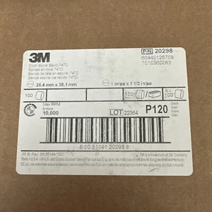Case of 100, 3M Cloth Spiral Band 747D, 1 in x 1 1/2 in P120 X-Weight P/N 20298 - Picture 1 of 1