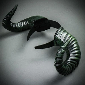 Realistic Gothic Devil Sheep Horns Headband Party Cosplay Costume - Black Green - Picture 1 of 4