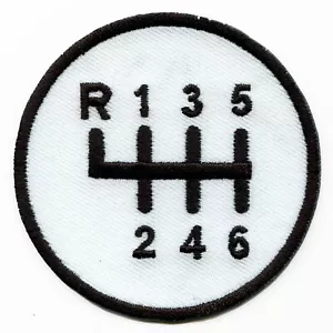 Car Manual Transmission Gears Box Logo Motif Iron On Embroidered Applique Patch - Picture 1 of 1