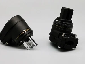1x Rhodinierung US Stecker IEC Buchse rechter Winkel Netzstecker Stecker - Bild 1 von 4