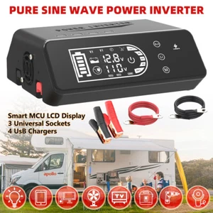 2000W LCD Peak Pure Sine Wave Car Power Inverter Converter DC 12V to AC 110V - Picture 1 of 13