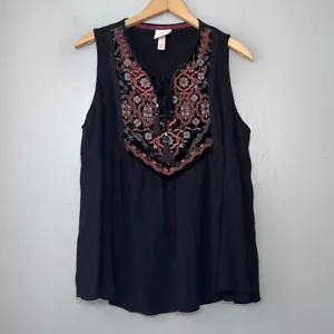 Canotta Knox Rose donna taglia XXL nera velluto scuro romantica ricamata boho - Foto 1 di 10