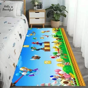 Super Mario Hallway Runner Rugs Bedside Carpet Washable 2X6 FT Rubber Backing - Picture 1 of 5