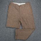 Orvis Pants Men 36x30 Brown Wool Lined Flat Front Cuffed Fleck Tweed