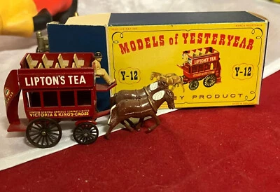 LESNEY MATCHBOX Yesteryear Y-12 London Horse Bus Lipton's tea + BOITE - Photo 1/4