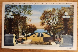 Capitol Entrance Looking at Lake Monona Madison WI Postcard PC 1920s Curtiech - Picture 1 of 1