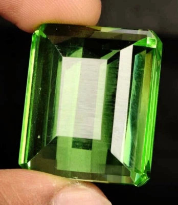 162.00 Ct. Large Green Peridot Emerald Cut Faceted Loose Gemstone Gift for Women - Image 1 of 4