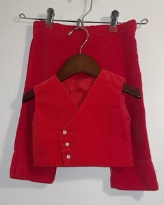Gilet e pantaloni vintage anni 60 ragazzo velluto rosso taglia M - Foto 1 di 6