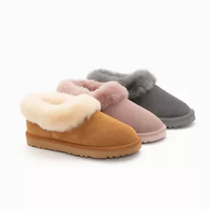 UGG Slippers Avery Unisex Premium Sheepskin Slippers Suede - Picture 1 of 25