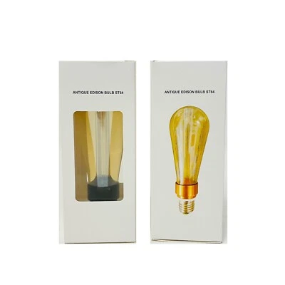 LED Antique Edison ST64 Light Bulbs Warm White Amber Lighting Dimmable Tube  - Image 1 of 4