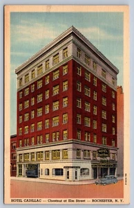 Rochester New York Hotel Cadillac Chestnut at Elm Street Postcard - Picture 1 of 2