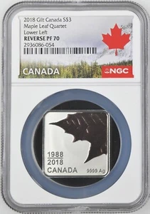 2018 $3 Maple Leaf Quartet Canada Silver NGC REVERSE PF70 Lower Left gilt - Picture 1 of 2