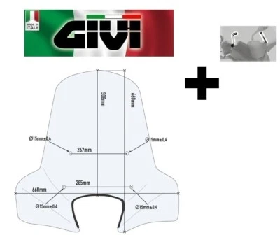 Parabrezza COMPLETO trasparente per suzuki Address 110 2015 2016 2017 107A GIVI - Immagine 1 di 4