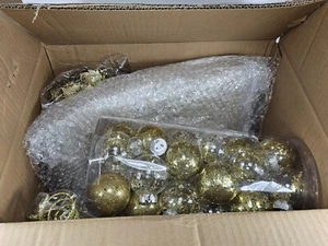 53pcs Gold Christmas Tree Ornaments, Collar, Star, Beads, Decorations - Picture 1 of 8