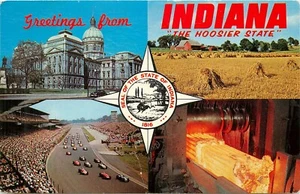Greetings from Indiana Hoosier State Indy 500 IN Postcard - Picture 1 of 2