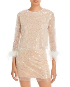 Top de malla con lentejuelas Lucy Paris Ava champán talla M - Imagen 1 de 1