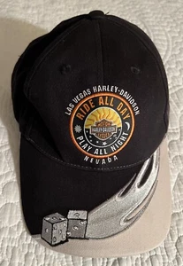 Harley Davidson Las Vegas NV Baseball Cap Hat Ride All Day Play Night Black Dice - Picture 1 of 9