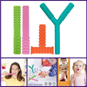 Sensory Chew Toys for Autistic Children, 4 Pack Silicone Chew Tube Teething - Picture 1 of 8