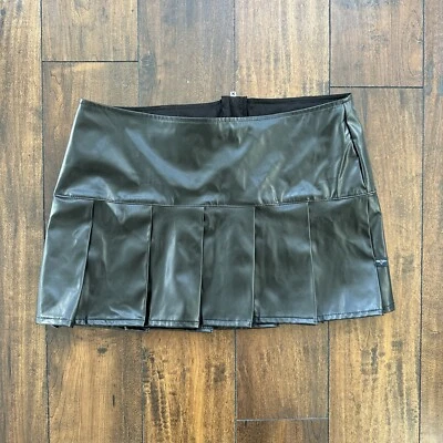 Tripp NYC Vintage M Black Faux Leather Goth Punk Mini Skirt Rare Grunge Y2K 90s - Image 1 of 4