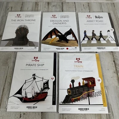 Lote de 5 cartões Love Pop 3D pop-up, Abbey Road, Game Of Thrones, Pirate - Imagem 1 de 4