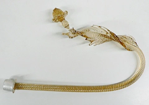 VINTAGE 9" MURANO VENETIAN HAND BLOWN AMBER GLASS CHANDELIER ARM LEAF Cover