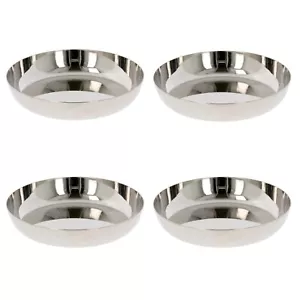 4 x Stainless Steel Plates Small Side Snack Appetizer Dessert Halwa Plate Dishes - Picture 1 of 3
