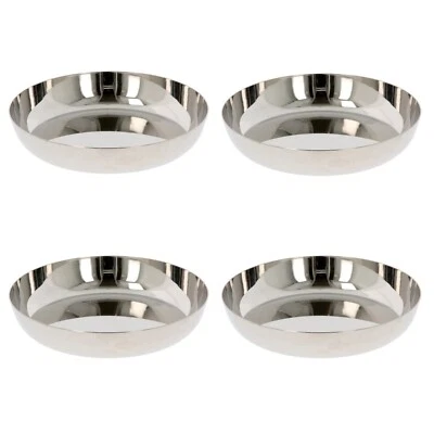 4 x Edelstahl Teller kleine Beilagen Snack Vorspeise Dessert Halwa Teller Schalen - Bild 1 von 4