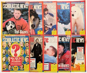 VINTAGE Lot 10 Scholastic News Kids Classroom Magazines 1999 2000 Various Editns - Picture 1 of 11