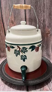 Rare VTG Water Crock Dispenser Apple Pattern Crock Shop Inc. Sana Ana, CA Handle - Picture 1 of 22