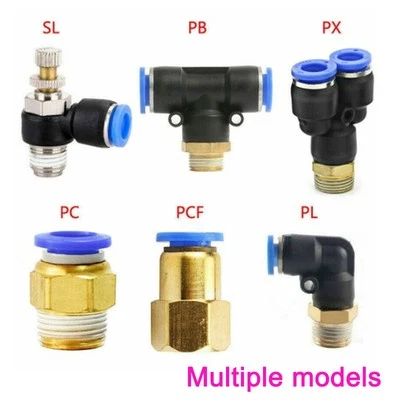 Pneumatic Push In Connector Fitting Thread Hose Fittings Pipe Quick Connectors - Image 1 of 4