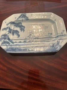 Blue English Garden Pattern 12” Platter - Deborah Sears Isis Ceramics Monkey - Picture 1 of 8