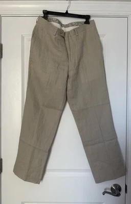 Nuevo Pantalón Para Hombre Lauren Ralph Lauren Frente Plano Tostado Lino 100% Talla 33W x 30L  Foto 1 de 4