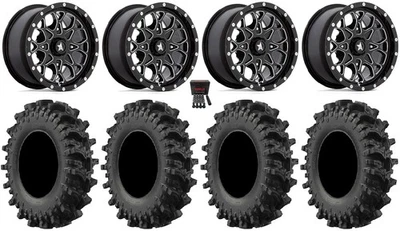 MSA Portal 14" Wheels Milled 28" MotoSlayer Tires Kawasaki Mule Pro FXT KRX / Foto 1 de 4
