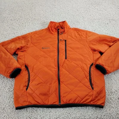 Simms Jacket Mens Large Orange Primaloft Puffer Coat Zip Hiking Outdoor Fishing - Image 1 of 4