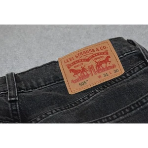 Levis 505 BLACK Jeans Mens Size 31 x 30 Classic Straight Fit Denim Cotton - Picture 1 of 7