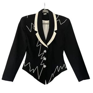 Vintage IIF Western Blazer schwarz weiß Kontrastbesatz Art to Wear Statement Small - Bild 1 von 13