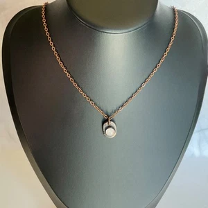 Collana Rame Quarzo Rosa Gemma Pietra Fatta a Mano Gioielli Ciondolo 18” Catena Metallo - Foto 1 di 12