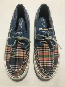 Sperry Top Sider Bahama II Kick Back Boat Shoes Mens Size 12 Blue Plaid - Picture 1 of 6